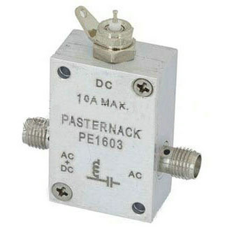 1GHz to 5GHz SMA bias T is rated at 1000mA and 50 Volts DC