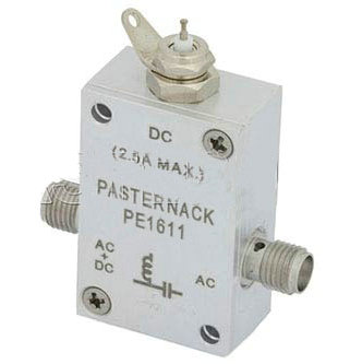 10MHz to 2.5GHz SMA Bias Tee Rated at 2500 mA and 100Volts DC