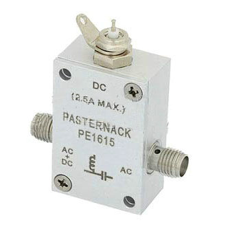 10MHz to 6GHz SMA Bias Tee Rated at 2500mA and 100 Volts DC